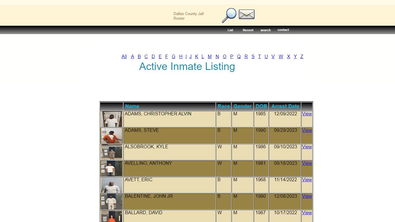 Inmate List - Dallas County